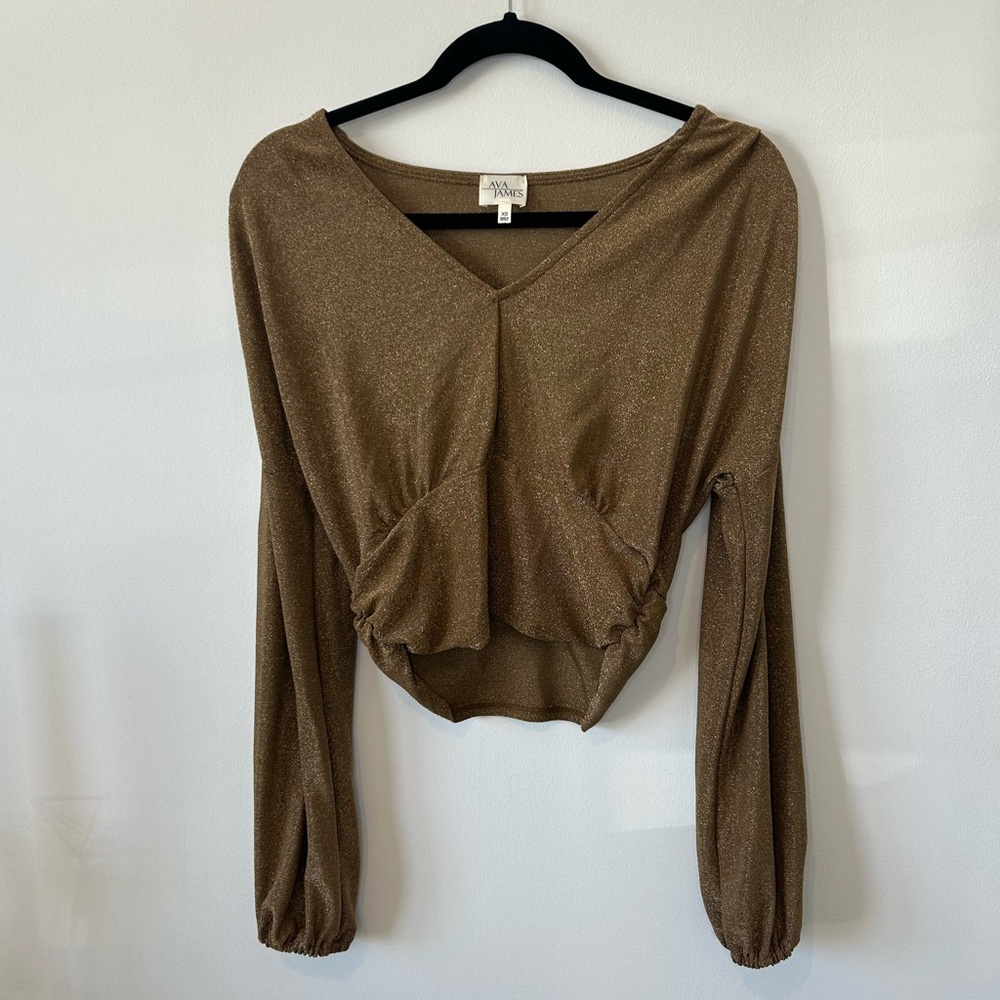Elegant Brown V-Neck Blouse